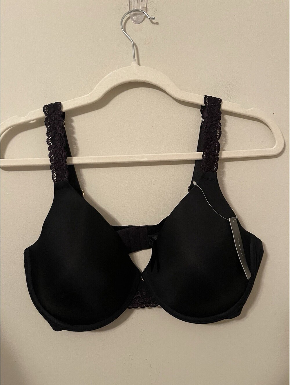 NWT Natori Womens Body Double Lace Trim Full Fit Bra 36DD Black 736037